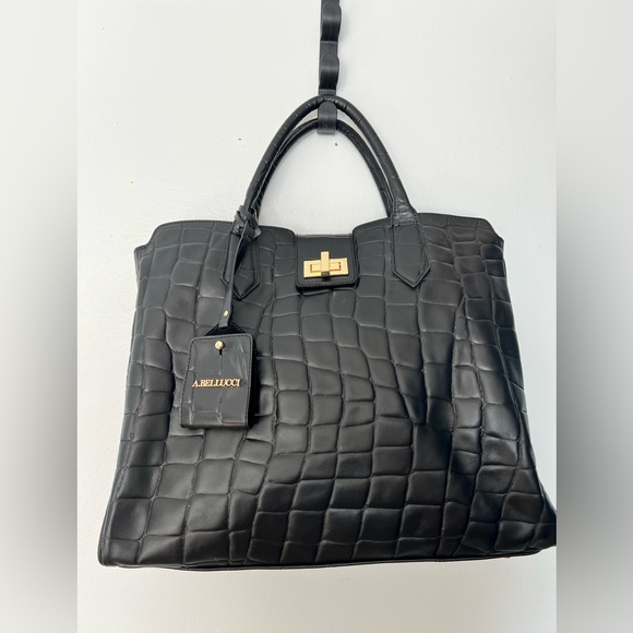 A.BELLUCCI Handbag Italian Leather Tote-attached ID card holder - Picture 11 of 12